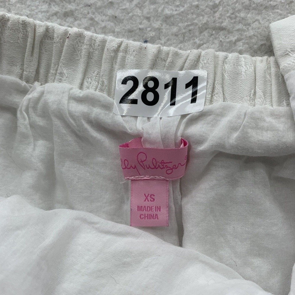 Lilly Pulitzer Mini Skirt XS White‎ Pleated Pockets Anchors Nautical Elastic - Picture 16 of 16